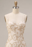 Ivory Bodycon Spaghetti-band blommig jacquard miniklänning
