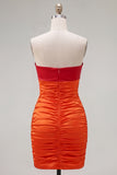 Red Orange Sweetheart rynkad Keyhole Bodycon kort hemkomstklänning