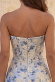 Sweetheart Red Corset Bodycon blommig rynkad kort hemkomstklänning