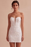 Sweetheart White Floral Bodycon brudduschklänning