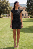 Gul rundhalsad bodycon hemkomstklänning med 3D-blommor