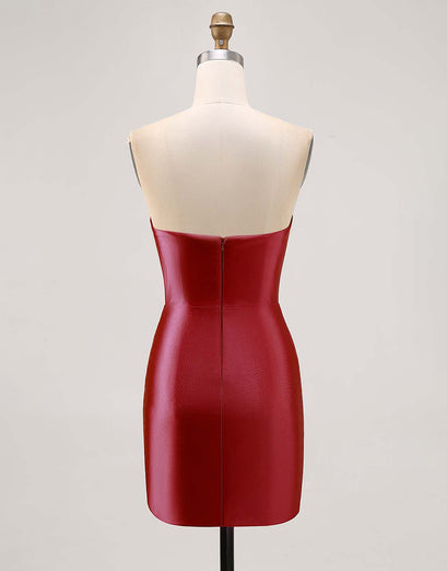 Fuchsia Axelbandslös pärlstav Bodycon Homecoming Klänning med slits