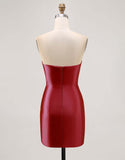 Fuchsia Axelbandslös pärlstav Bodycon Homecoming Klänning med slits