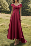 Sage Off The Shoulder Slim Formell Klänning Med Bred Fåll