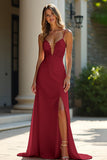 Slida Champagne Stretch Satin Spaghetti Remmar Lång Balklänning