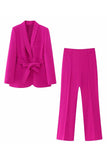 Fuchsia 2 Piece Sjal Kavajslag Kvinnor Kostymer