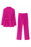 Fuchsia 2 Piece Sjal Kavajslag Kvinnor Kostymer