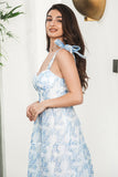 Blå Blommig Boho Maxi Sommarklänning