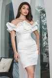Vit Bodycon Off The Shoulder Kort Examensklänning