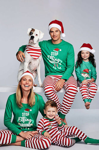 Jul Grön Clown Familj Matchande 2 stycken Pyjamas