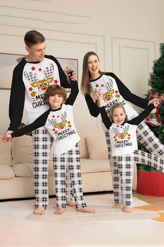 Svartvitt rutigt jul rådjur familj pyjamas set