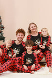 Svart och röd rutig rådjur tryckt jul familj pyjamas set