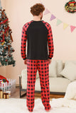 Svart och röd rutig rådjur tryckt jul familj pyjamas set