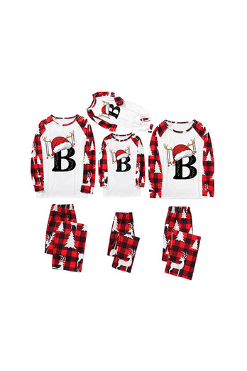 Röd och vit jultryckt familj matchande pyjamas set