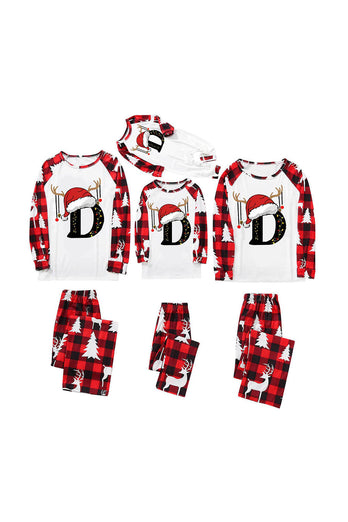 Röd och vit jultryckt familj matchande pyjamas set