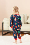 Marinblå Jul Mönster Tryckt Familj Pyjamas Set