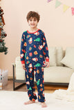 Marinblå Jul Mönster Tryckt Familj Pyjamas Set