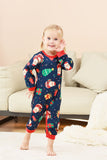 Marinblå Jul Mönster Tryckt Familj Pyjamas Set