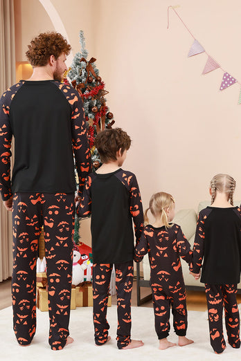 Svart Trick or Treat Tryckt Halloween Familj Pyjamas Set