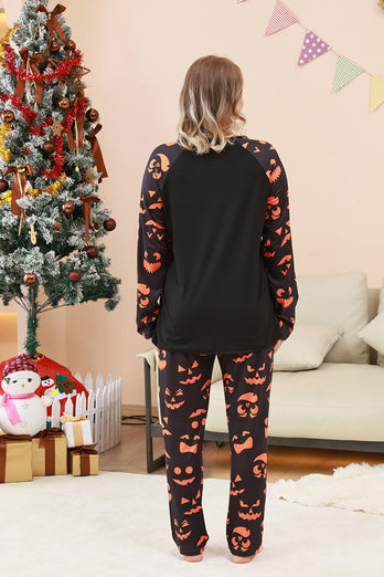 Svart Trick or Treat Tryckt Halloween Familj Pyjamas Set