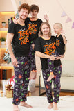 Svart och orange spindel tryckt halloween familj pyjamas set