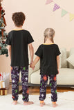 Svart och orange spindel tryckt halloween familj pyjamas set