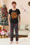 Svart och orange spindel tryckt halloween familj pyjamas set