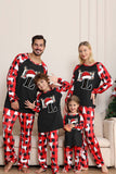 Svart Röd Rådjur Mönster Familj Julpyjamas med Långärmad