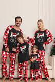 Svart Röd Rådjur Mönster Familj Julpyjamas med Långärmad