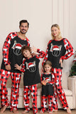 Svart Röd Rådjur Mönster Familj Julpyjamas med Långärmad