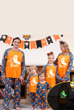 Orange Pumpatryck Familj Halloween Pyjamas (Långärmad)
