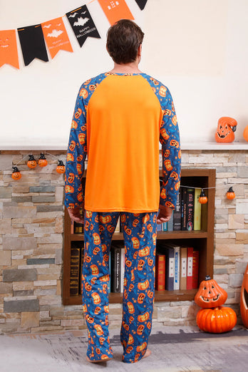 Orange Pumpatryck Familj Halloween Pyjamas (Långärmad)