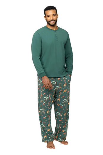 Djurtryck Mörkgrön Matchande Pyjamas Set