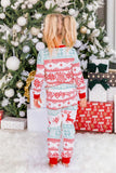 Snöflinga Och Rådjur Tryck Grå Familj Matchande Julpyjamas Set