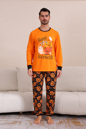 Pumpa Tryck Orange Halloween Familj Pyjamas Set