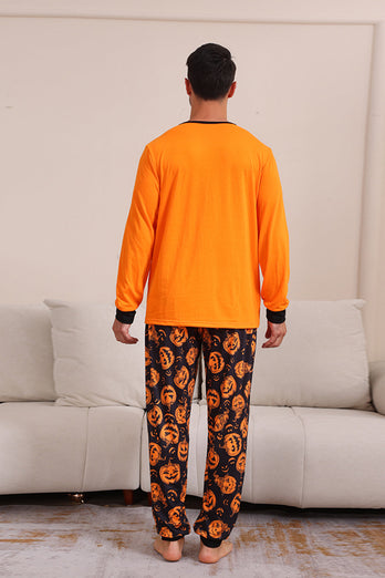 Pumpa Tryck Orange Halloween Familj Pyjamas Set