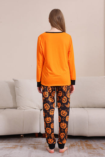 Pumpa Tryck Orange Halloween Familj Pyjamas Set