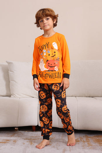 Pumpa Tryck Orange Halloween Familj Pyjamas Set