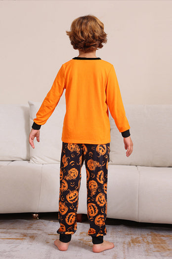 Pumpa Tryck Orange Halloween Familj Pyjamas Set