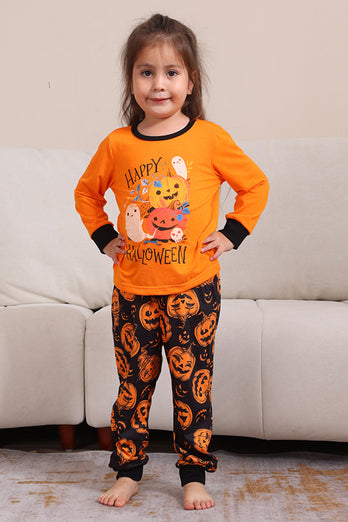 Pumpa Tryck Orange Halloween Familj Pyjamas Set