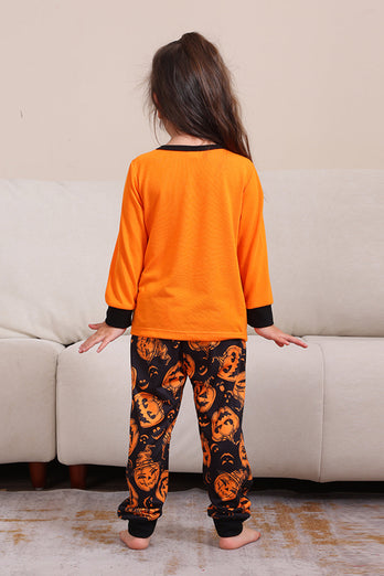 Pumpa Tryck Orange Halloween Familj Pyjamas Set