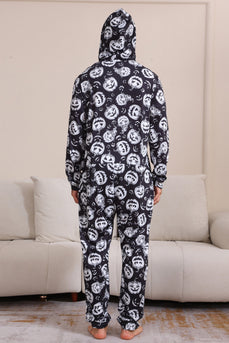 Pumpatryck Svart Matchande Halloween One Piece Pyjamas