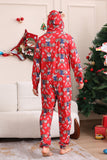 Älg Tryck Röd Matchande Jul Ett stycke Pyjamas
