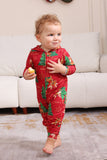 Röd Julgran Tryck Matchande Jul I Stycke Pyjamas