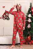 Röd Julgran Tryck Matchande Jul I Stycke Pyjamas