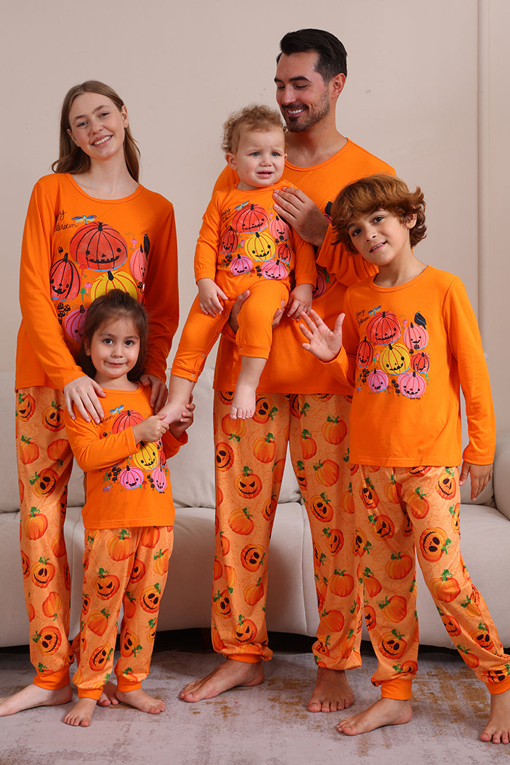 halloween orange pumpa familj pyjamas set