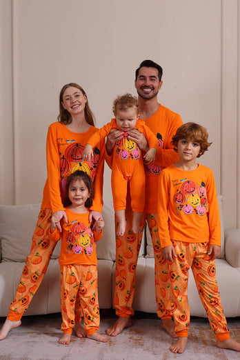 halloween orange pumpa familj pyjamas set