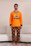 Orange Halloween Långärmad Familj Matchande Pyjamas Set