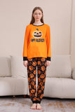 Orange Halloween Långärmad Familj Matchande Pyjamas Set