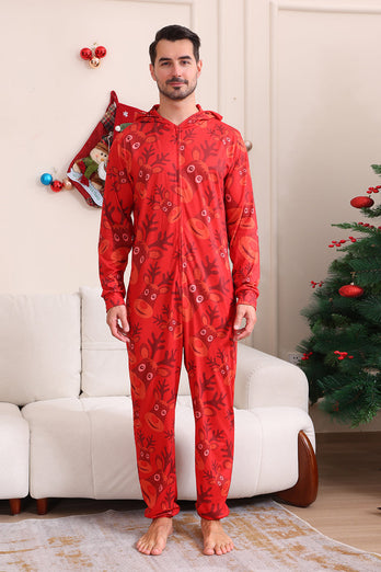 Röd mönstrad huva familj pyjamas set